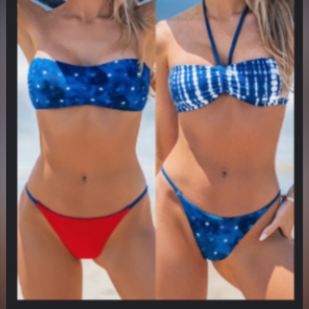 Cupshe Patriotic Blue and Red Bikini Set